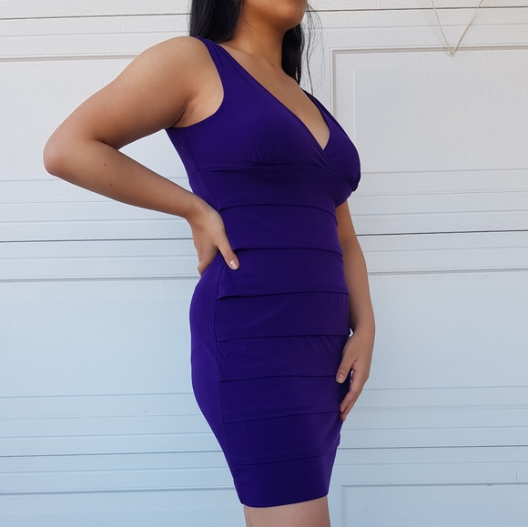 Enfocus Studio Purple Bodycon V-Neck Dress - Picture 6 of 6